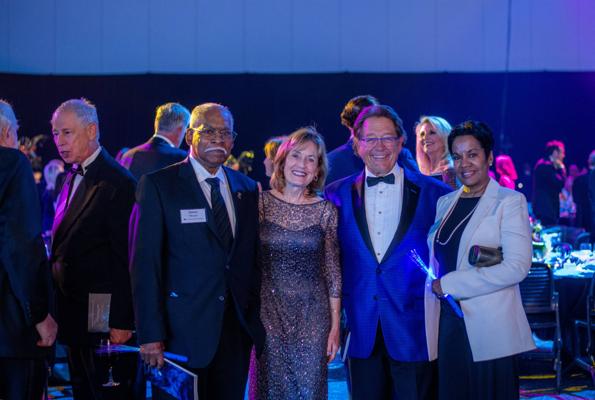 From left to right at the 2023 Enrichment Dinner are James Moyer, Donna and Jim Brooks, and Sherry Moyer.